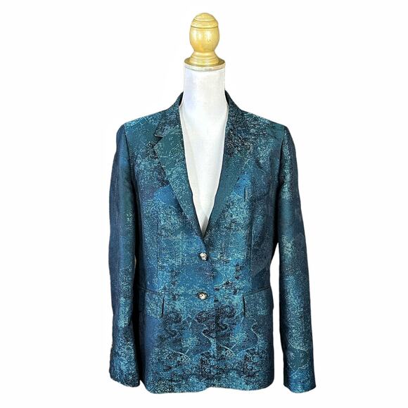 MaxMara Teal Jacquard Pattern Blazer - US 16